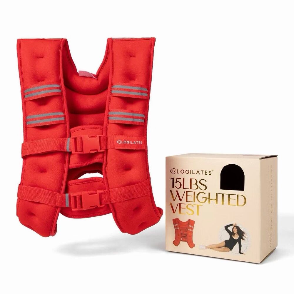 Blogilates 15 lb Weighted Body Vest Red Workout Exercise Training Vest